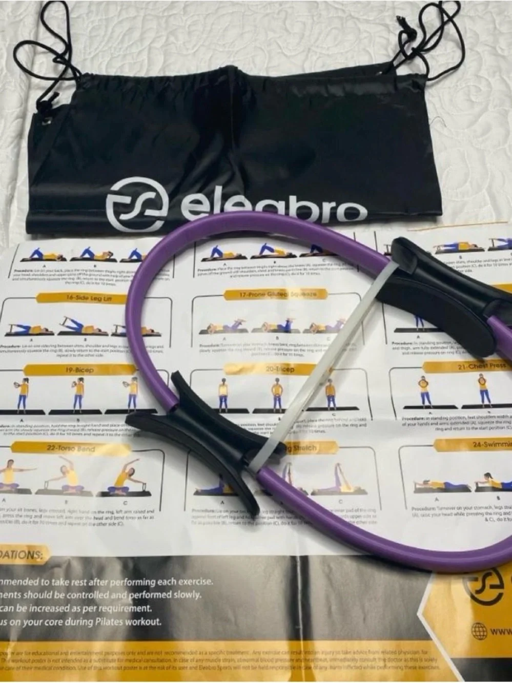 Eleabro Purple Pilates Ring with Comfortable Grip Handles